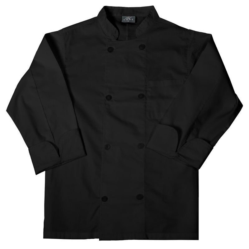Chef Code Chef Coat with 8 Pearl Buttons, Double Breasted Front CC118 Black - Image 2